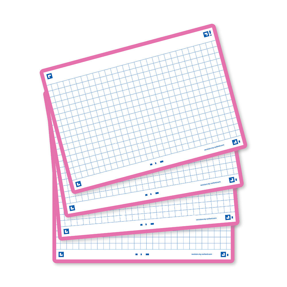Oxford Flash Cards, Squared with bright Pink frame, A6, pack of 80
