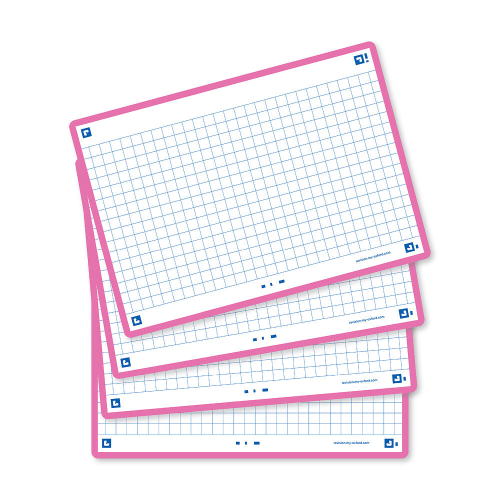 Oxford Bright Pink Flash Cards, Squared, A6, Pack of 80