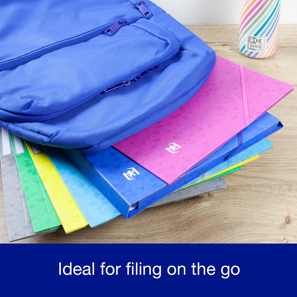 File Oxford Top File+ Elasticated 3-flap Folder, A4, Assorted, 10 folders