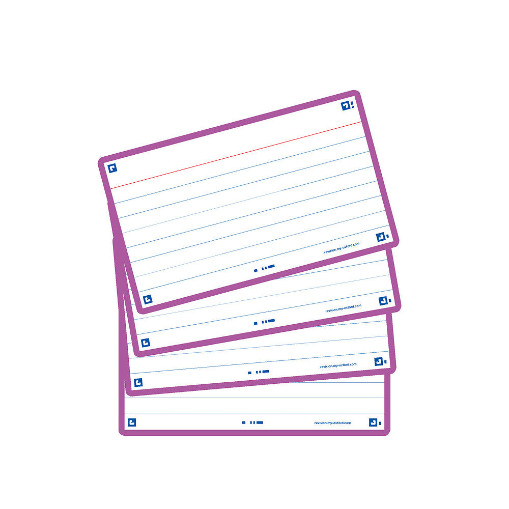 Oxford Flash Cards, Ruled, Purple, 7.5x12.5cm, Pack of 80