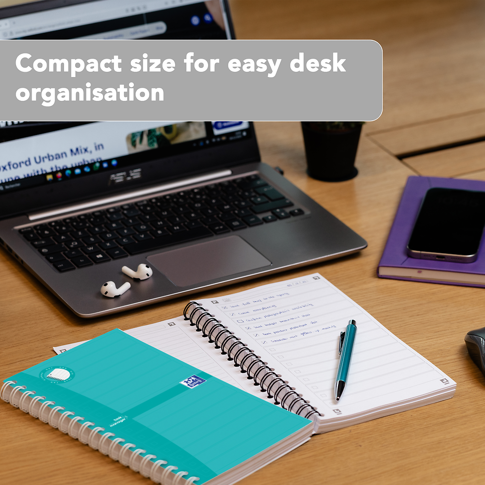 Oxford Office Essentials Task Manager Notebook, Aqua