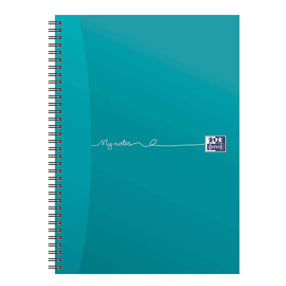 Oxford My Notes A4 Card Cover Wirebound Notebook, Ruled with Margin and Perforated, 200 Page, Teal
