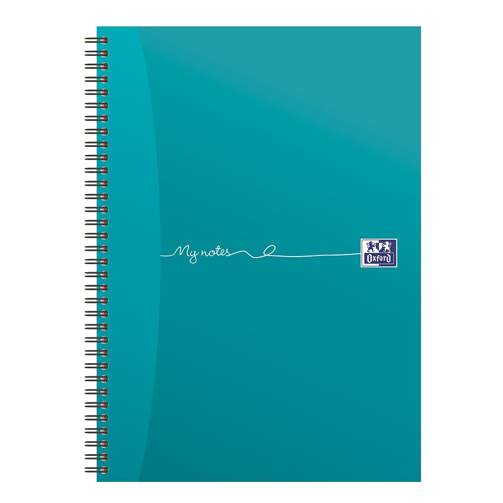 Oxford My Notes Teal A4 Card Cover Wirebound Notebook, Ruled with Margin and Perforated, 200 Pages