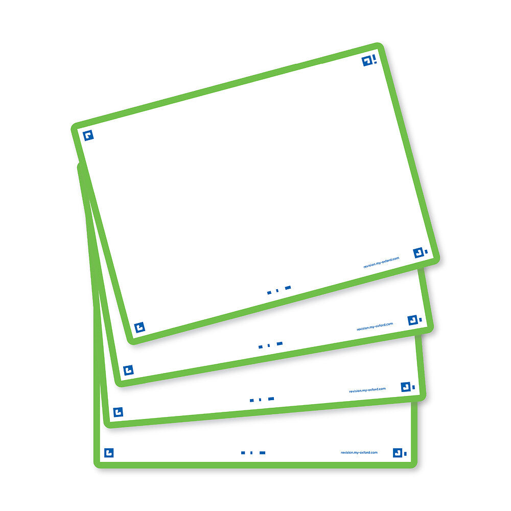 Oxford Flash Cards, Blank with Green frame, A6, pack of 80
