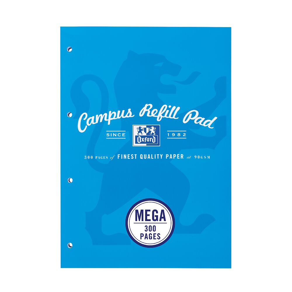 Oxford Campus A4 Sidebound Refill Pad Ruled with Margin Ruled with Margin 300 Pages, Aqua