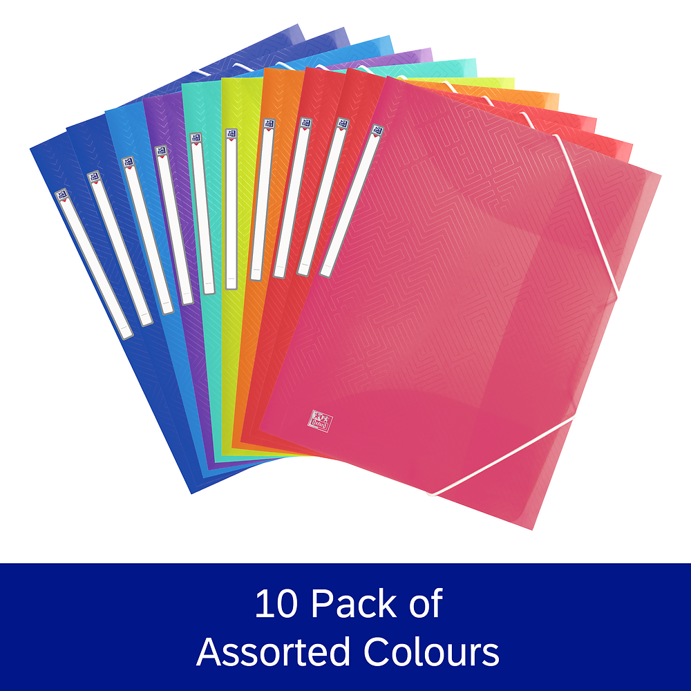 Oxford Urban Elasticated 3-flap folder, A4+, Assorted Translucent, 10 folders