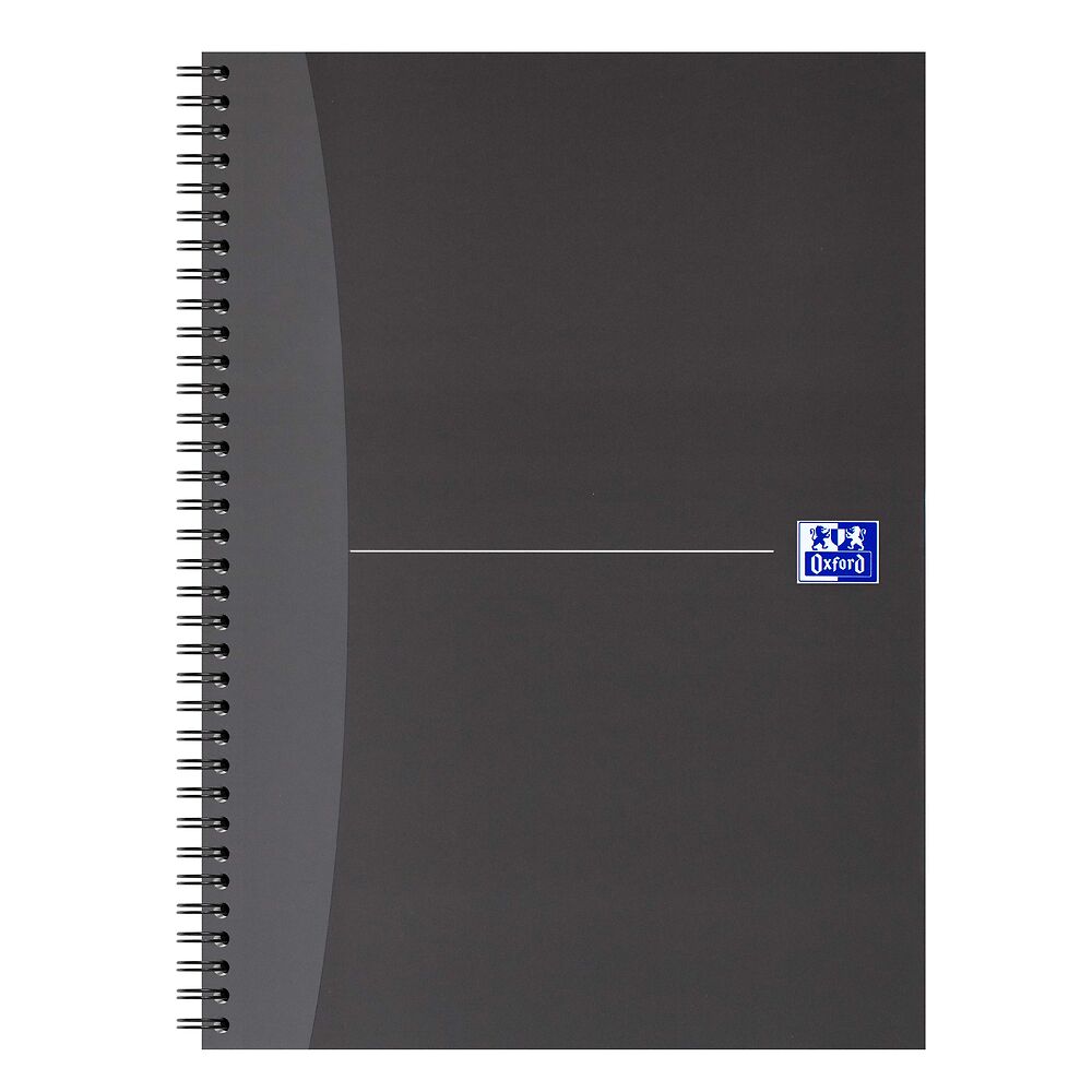 Oxford A4 Hard Cover Wirebound Notebook, Ruled with Margin, 140 Pages, Black