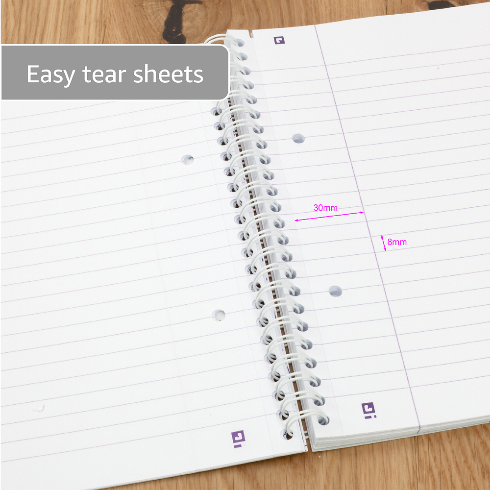 Oxford Campus Purple A5+ Card Cover Wirebound Notebook Ruled with Margin 140 Pages