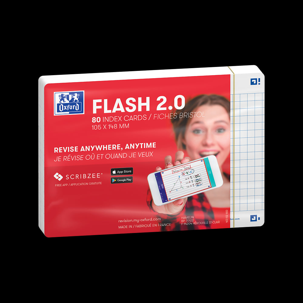 Oxford Flash Cards, Squared with White frame, A6, pack of 80