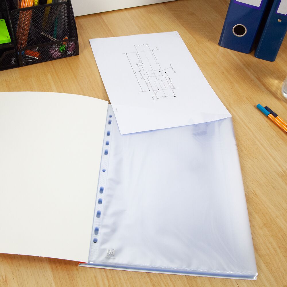 Oxford Pad of 60 A4 Quick'in Punched pockets, 50 micron clear