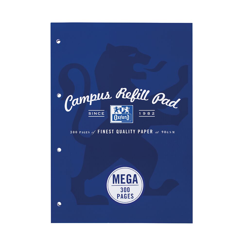 Oxford Campus A4 Sidebound Refill Pad Ruled with Margin 300 Pages Navy