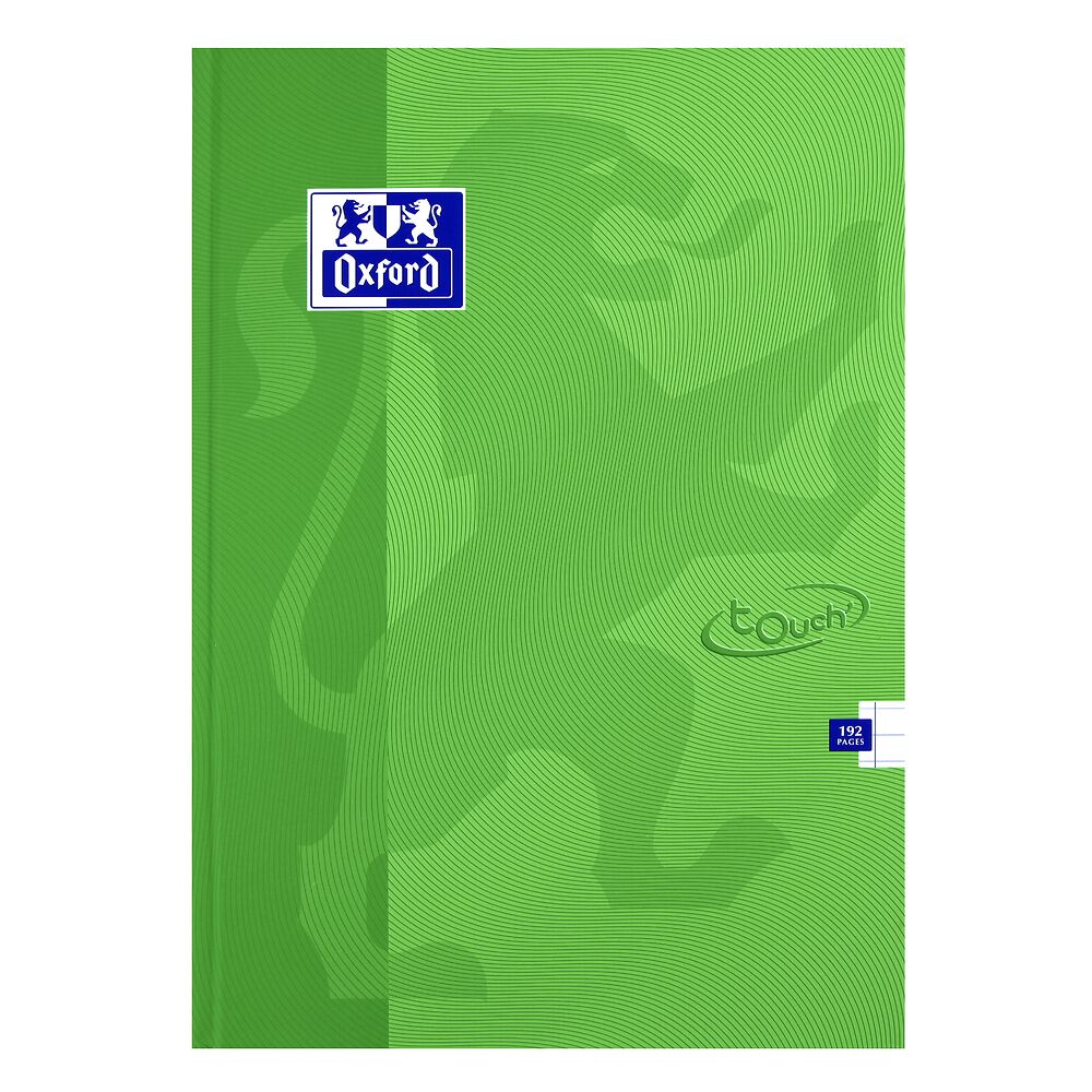 Oxford Touch A4 Hardback Casebound Notebook Ruled with Margin 192 Pages, Bright Green