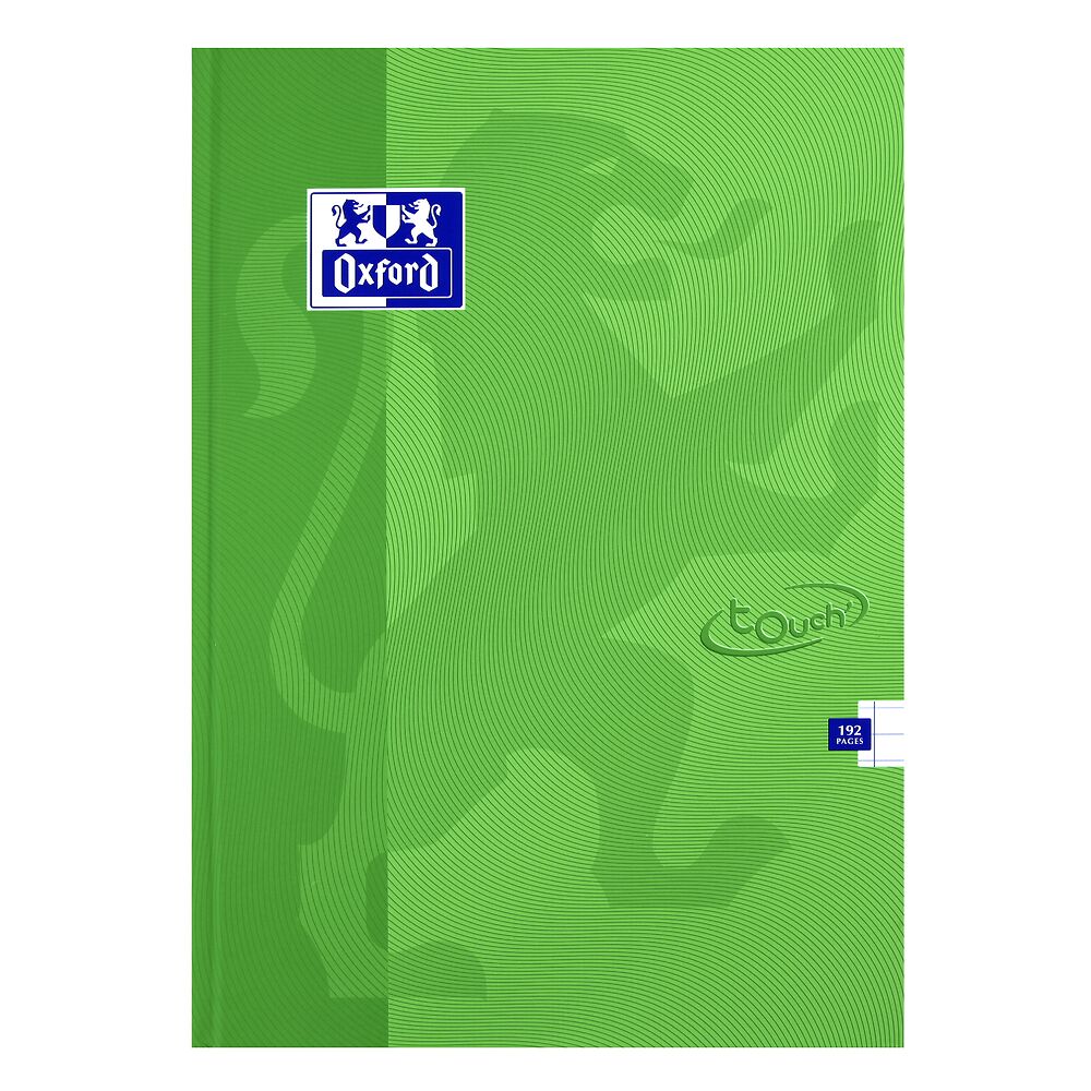 Oxford Touch Bright Green A4 Hardback Casebound Notebook Ruled with Margin 192 Pages