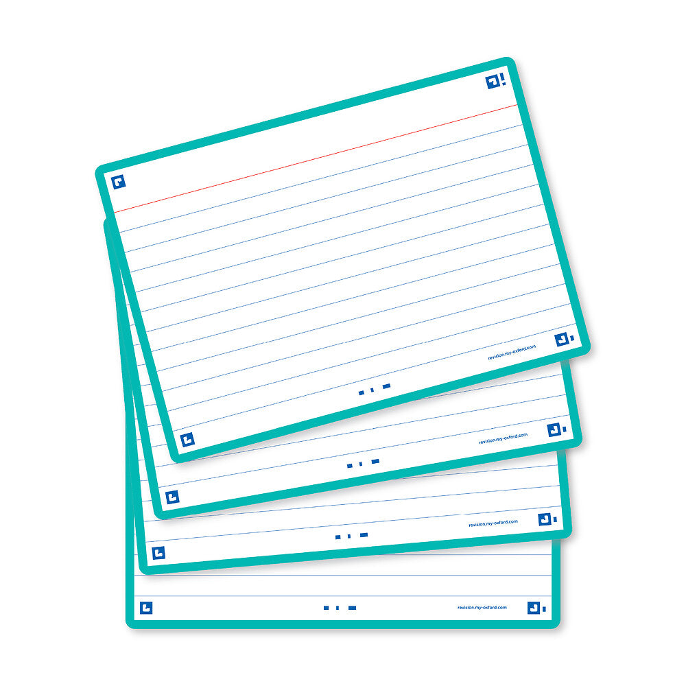 Oxford Flash Cards, Ruled with Mint frame, A6, pack of 80