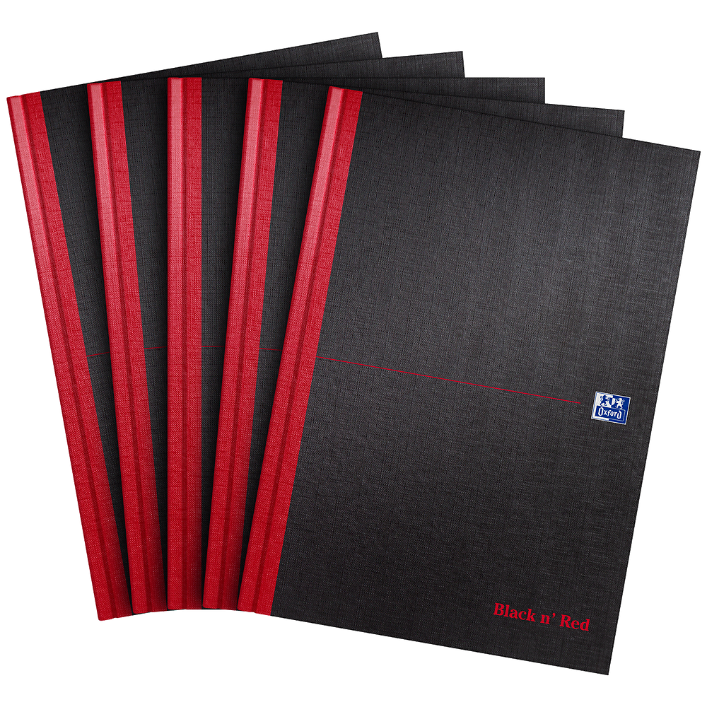 Black n' Red A4 Casebound Hardback Notebook - Ruled (1 Notebook)