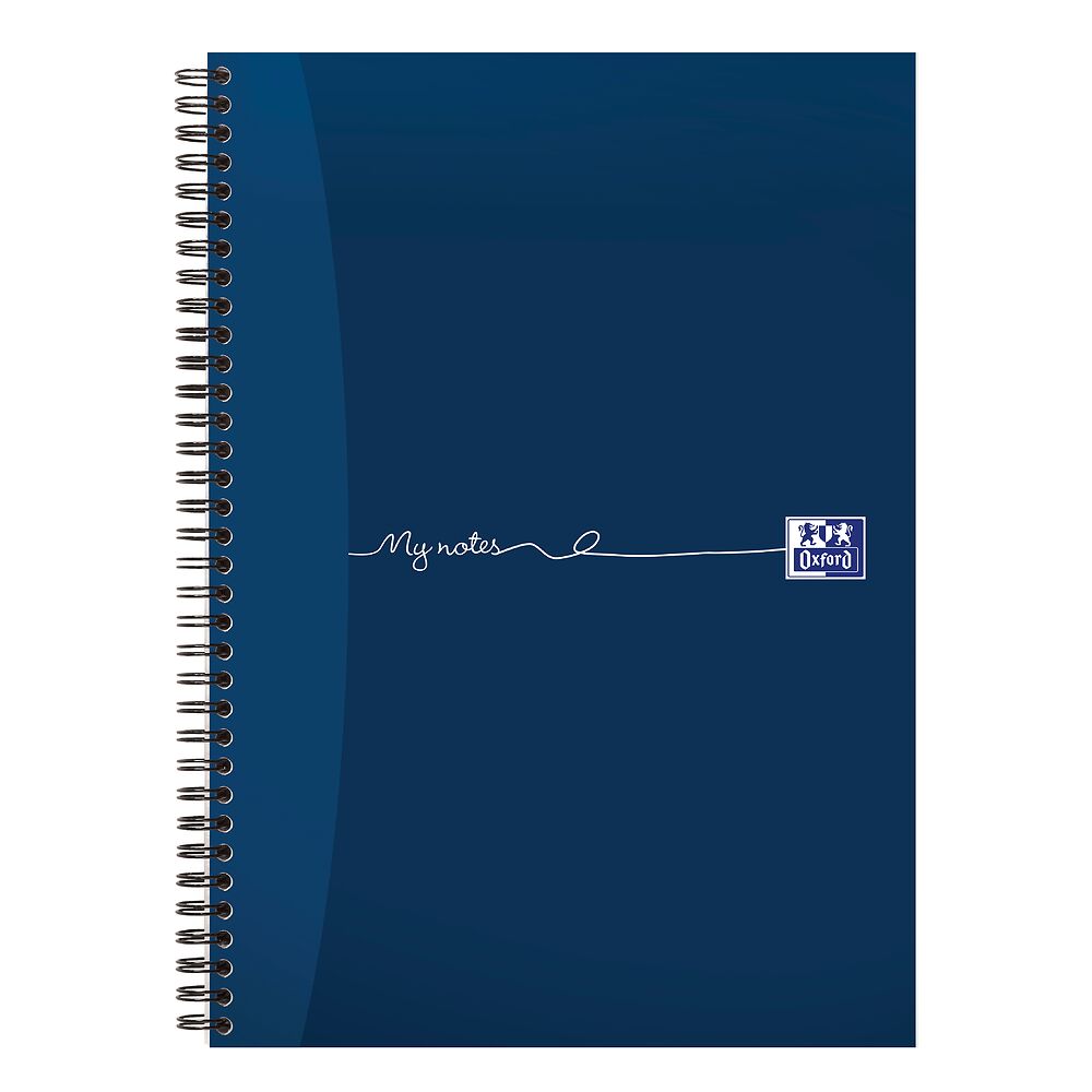 Oxford My Notes A4 Card Cover Wirebound Notebook, Ruled with Margin, 200 Page, Navy Blue