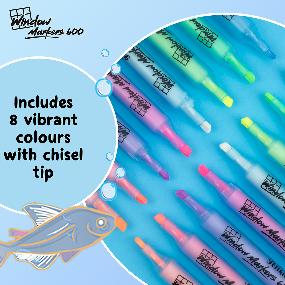 Pelikan Window Markers, Assorted, Pack of 8