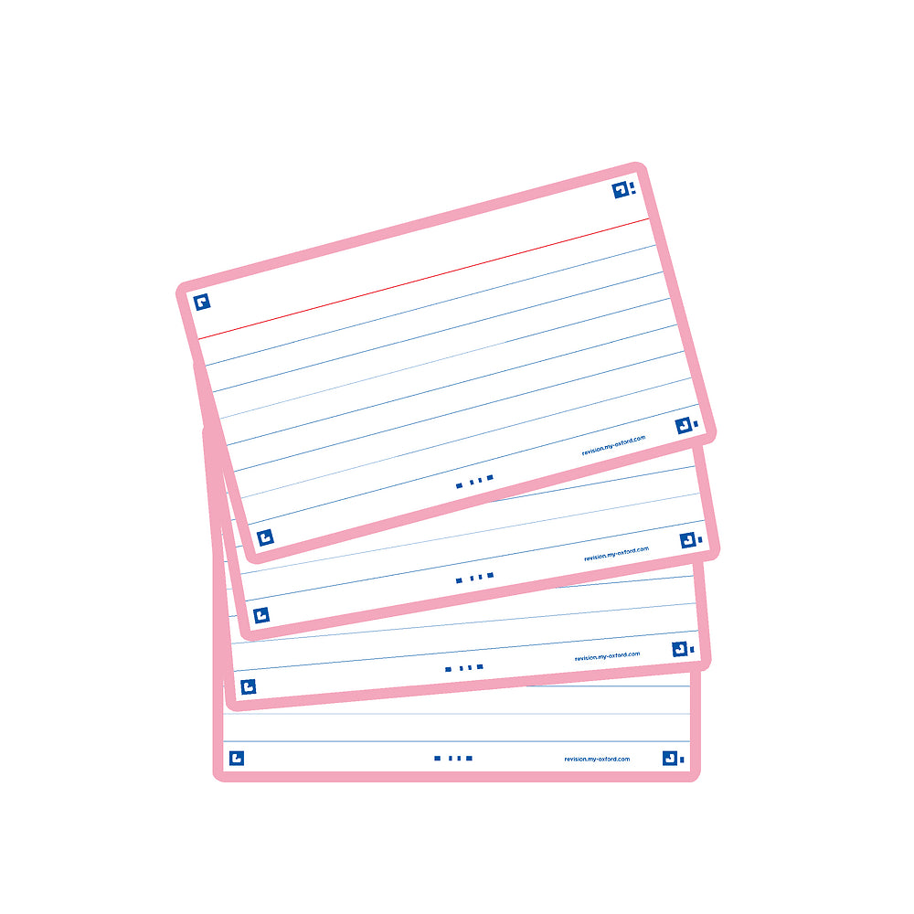 Oxford Flash Cards, Ruled, Pink, 7.5x12.5cm, Pack of 80