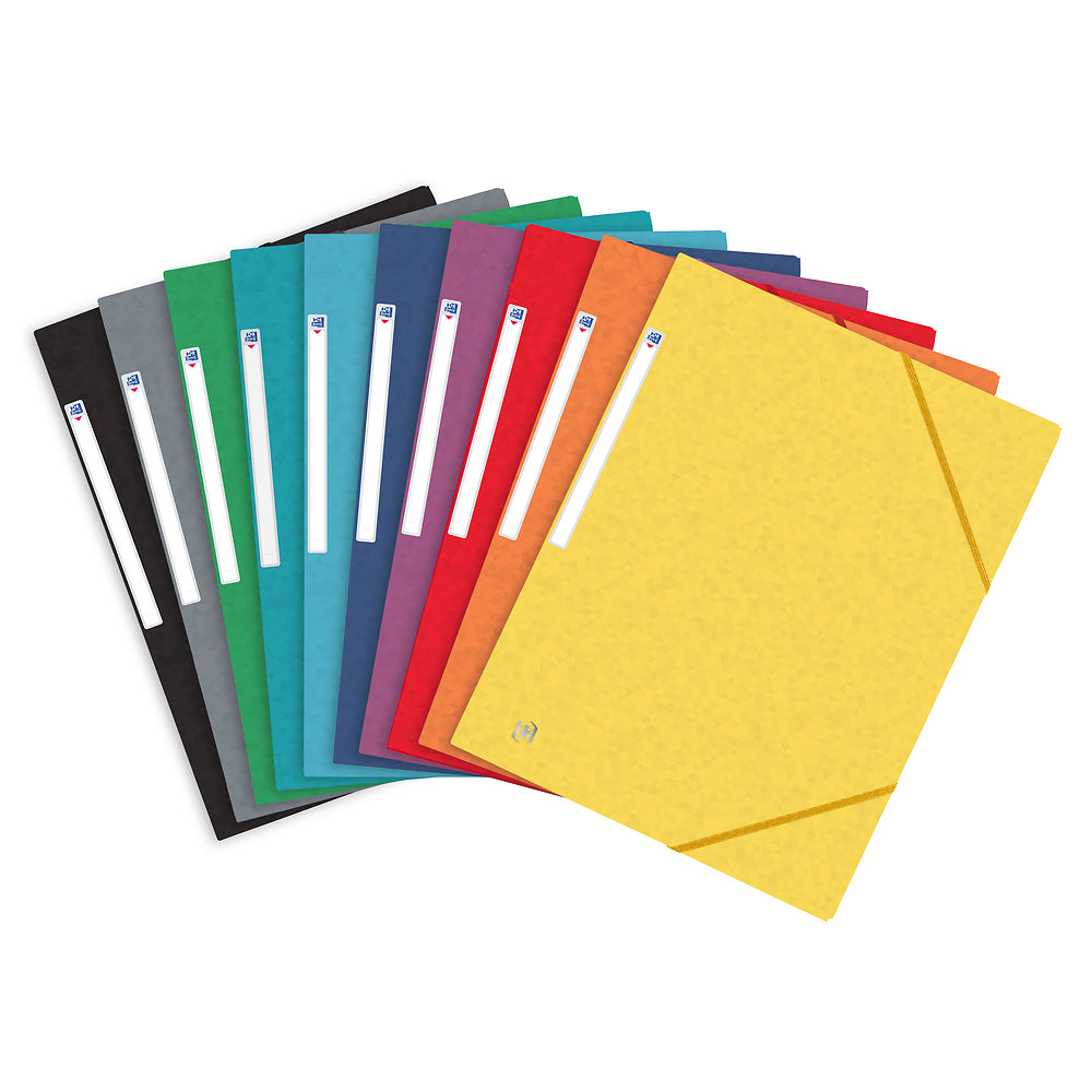 Oxford Top File+ Elasticated 3-flap Folder, A4, Assorted, 10 folders