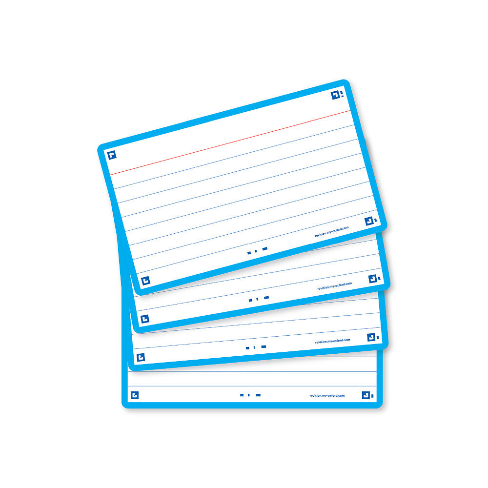 Oxford Flash Cards, Ruled with Aqua frame, 7.5x12.5, pack of 80
