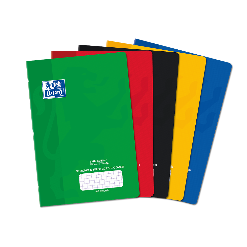 Oxford A4 Exercise Book, Red PP Cover, 5mm Sqaured, 96 Pages