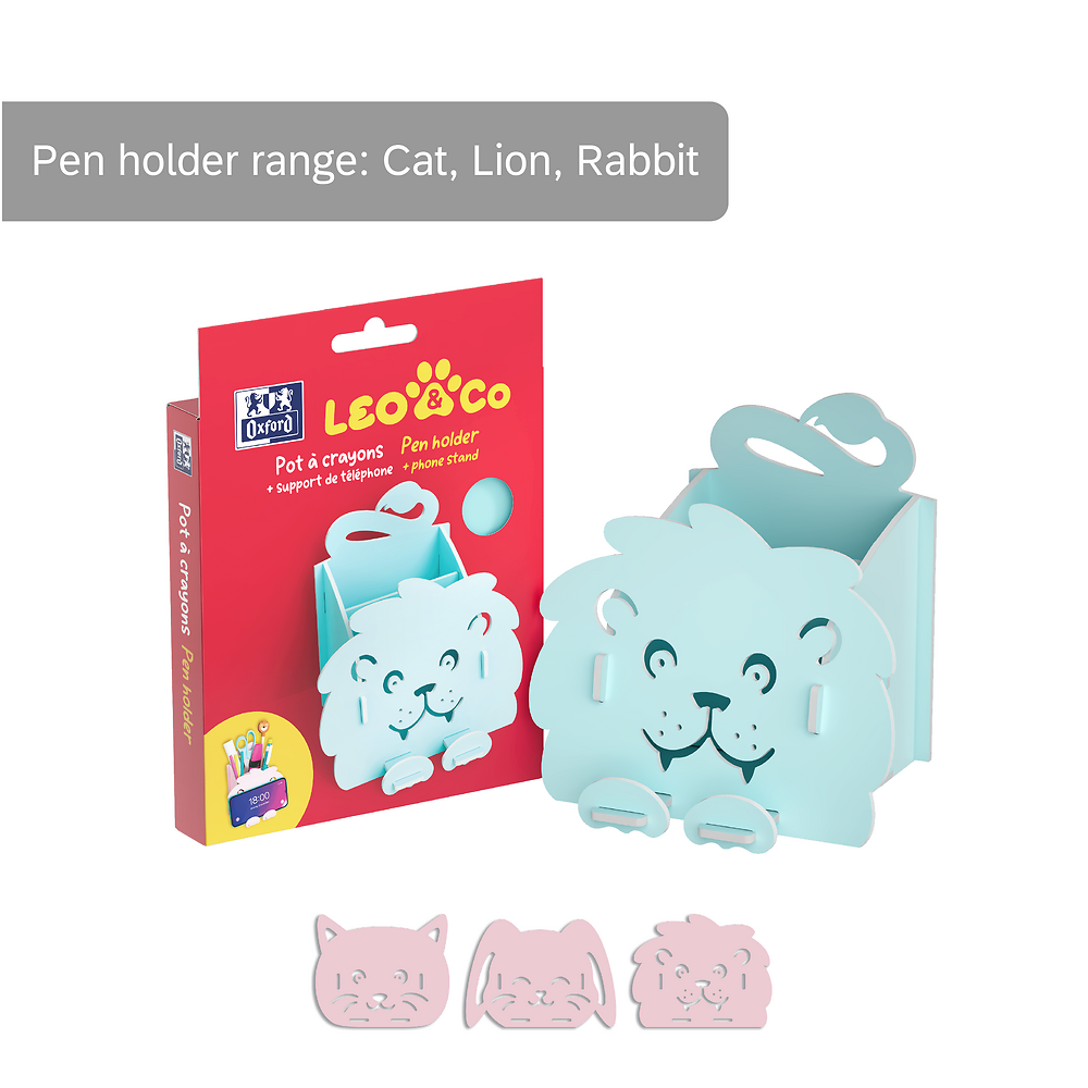 Oxford Leo&Co Pen Holder Foam PP, Blue Lion