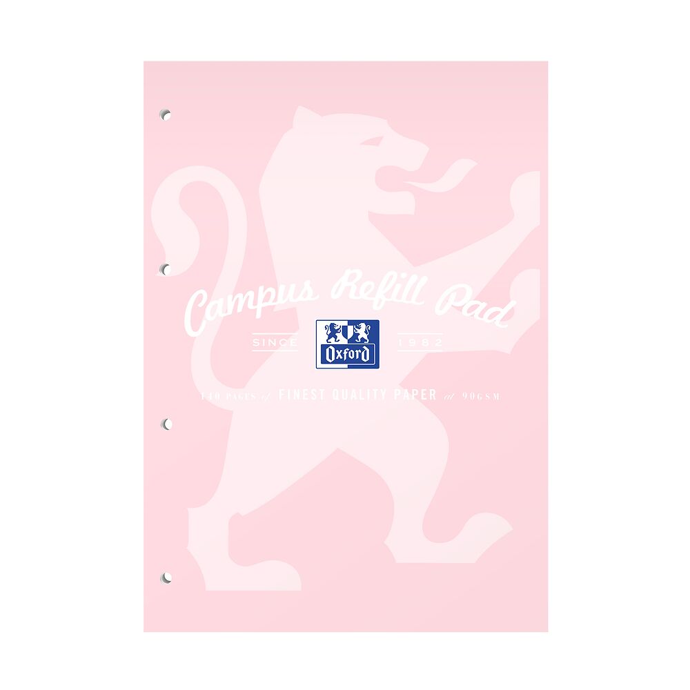 Oxford Campus Pastel Pink A4 Headbound Refill Pad Ruled with Margin 140 Pages