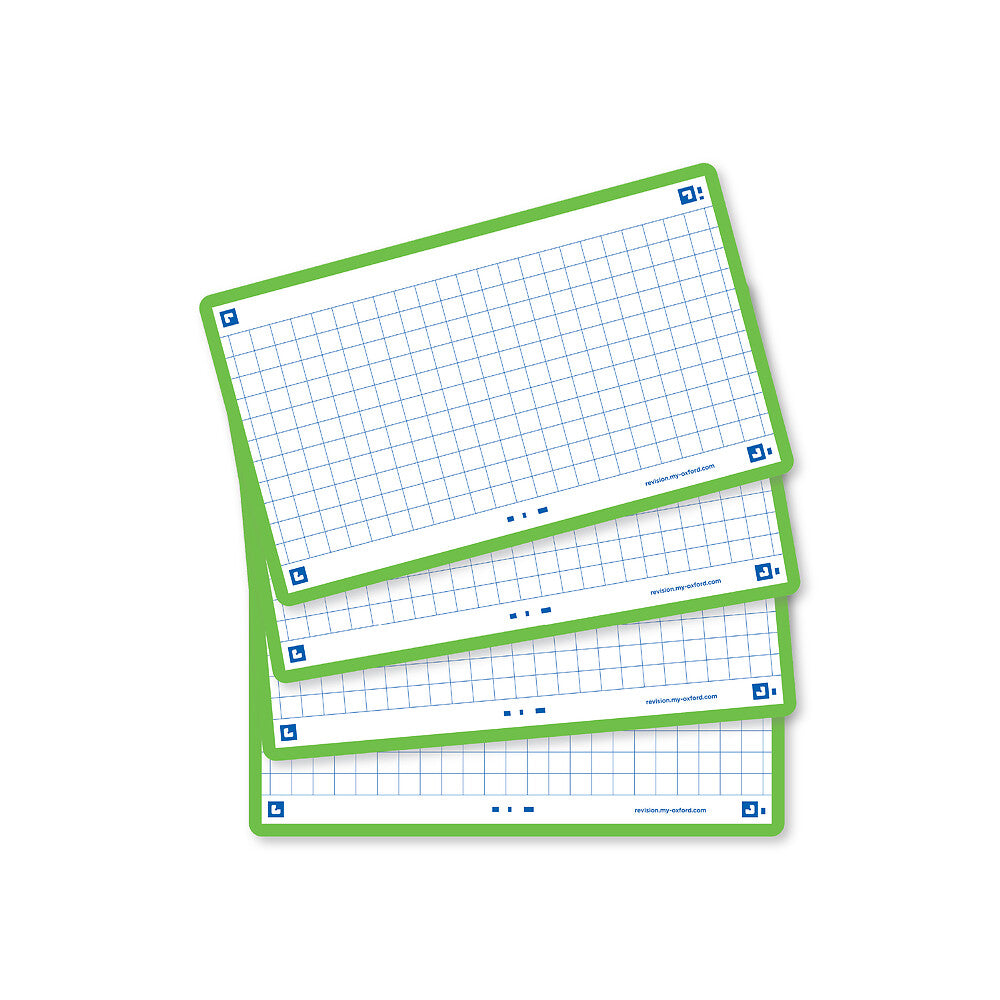 Oxford Flash Cards, Squared with Green frame, 7.5x12.5, pack of 80