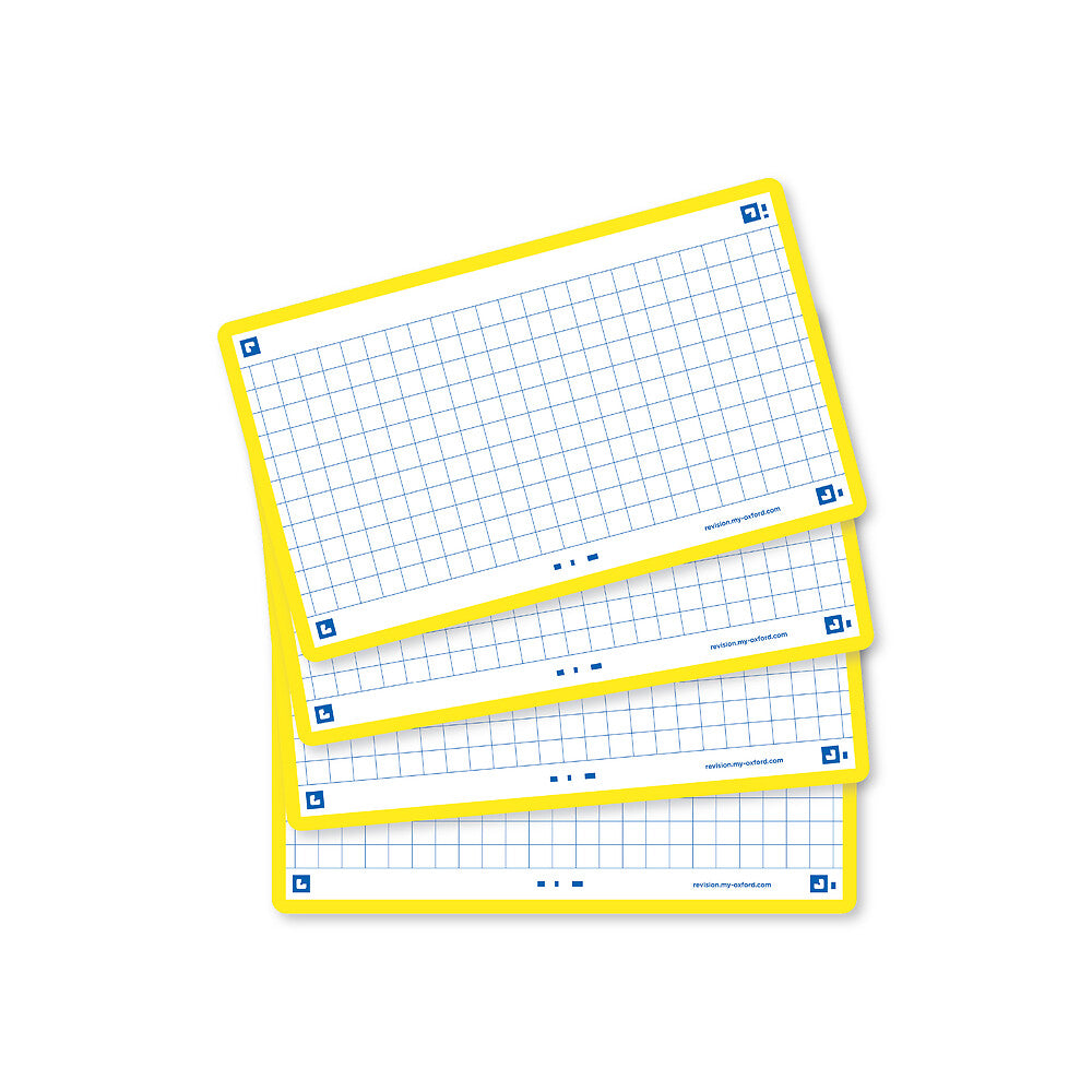 Oxford Flash Cards, Squared with Yellow frame, 7.5x12.5, pack of 80