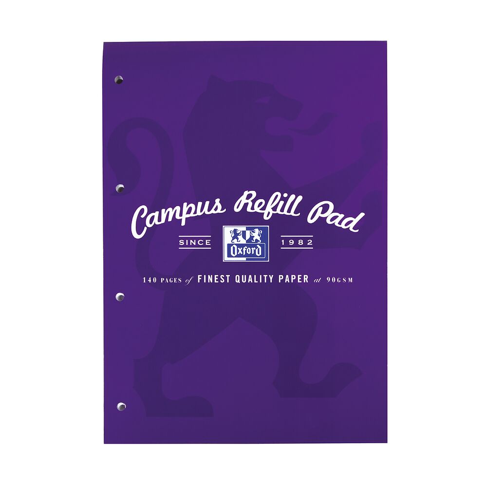 Oxford Campus A4 Sidebound Refill Pad Ruled with Margin Ruled with Margin 300 Pages, Purple