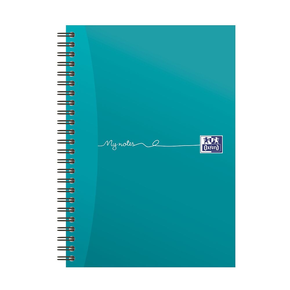 Oxford My Notes A5 Card Cover Wirebound Notebook, Ruled with Margin and Perforated, 200 Page, Teal