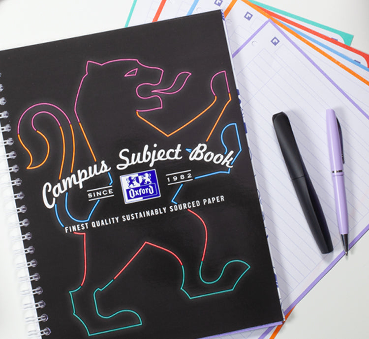 Oxford Campus A4 Subject Book with coloured edge borders for students, Pelikan Twist Pen and Pelikan Jazz Pen