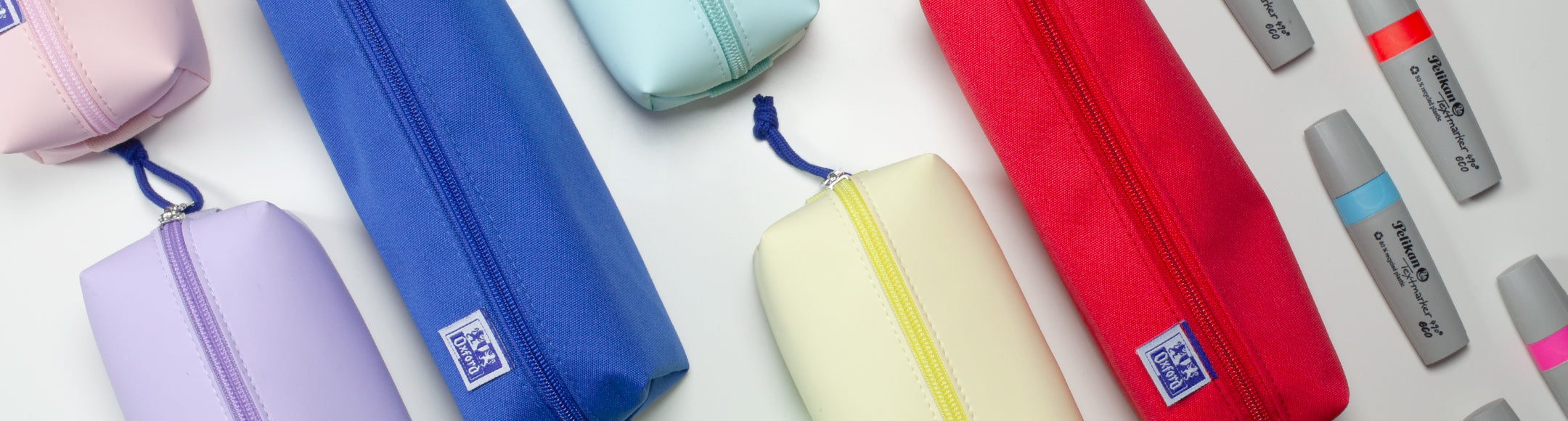 Oxford Pencil Cases stylish, colourful pencil cases with strap to attach to Oxford notebook or ring binder