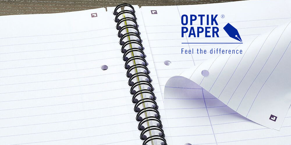 Oxford A4 Notebook open to show smooth, bright, white, Optik Paper