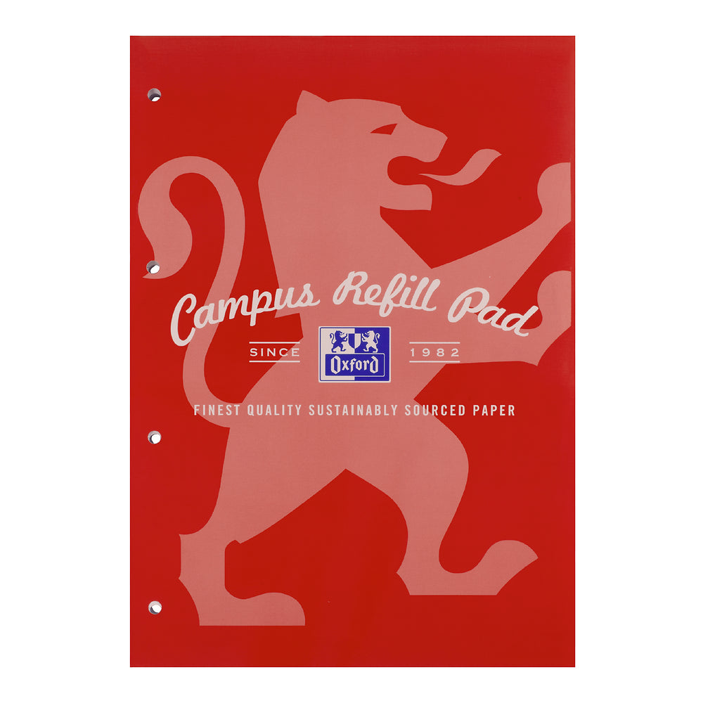 Oxford Campus Red A4 Headbound Refill Pad Ruled with Margin 140 Pages