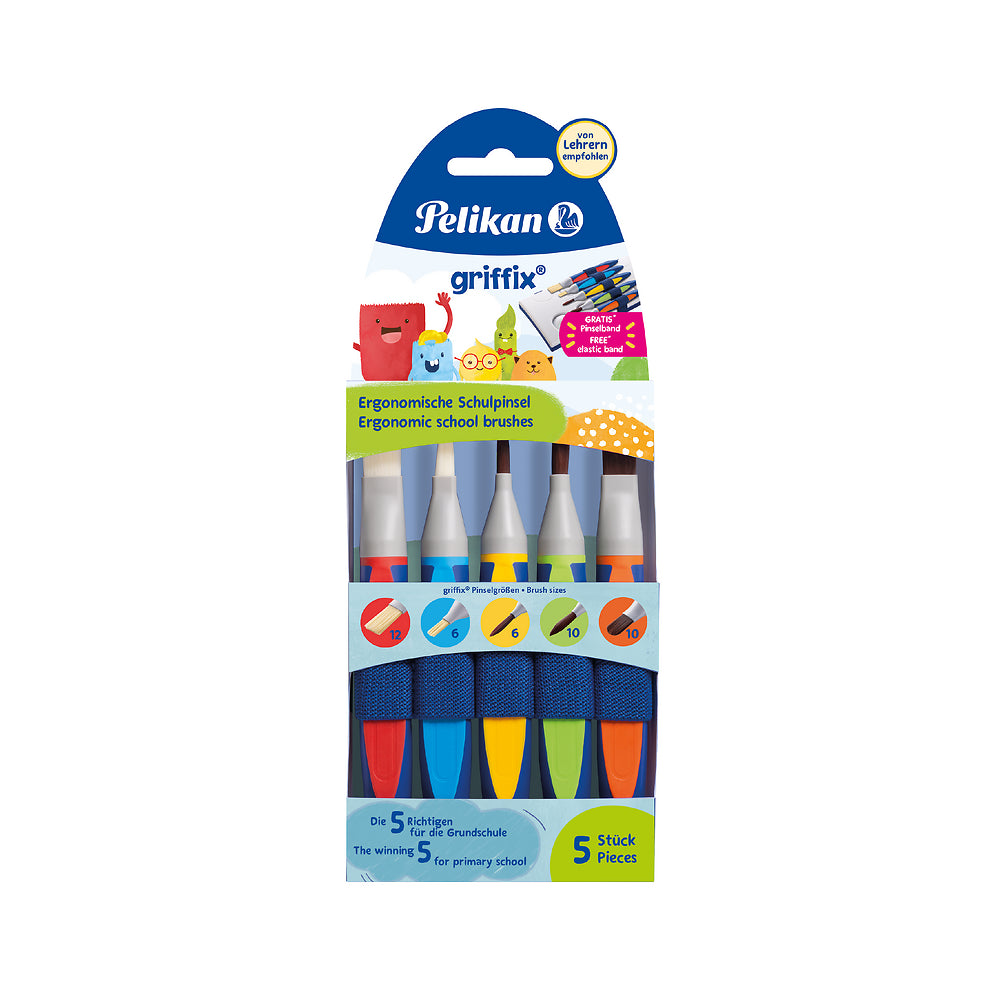 Pelikan Griffix Ergonomic Paint Brushes, Pack of 5