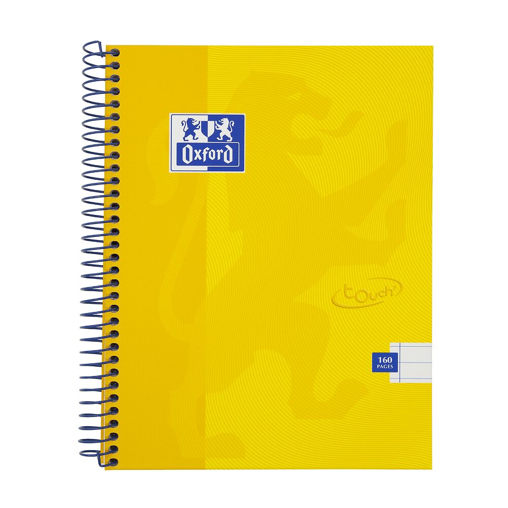 Oxford Touch A5 160 Page Wirebound Hardback Notebook, Yellow