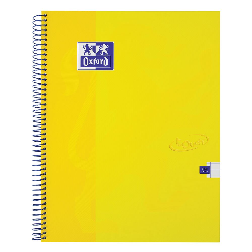 Oxford Touch Yellow A4 Wirebound Hardback Notebook, Ruled with 160 Pages
