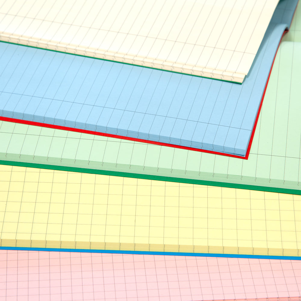 Hamelin A4 Exercise Books Stapled, 8mm lined header and footer, 80 page Pink tinted paper, Dark Green - 10 Pack