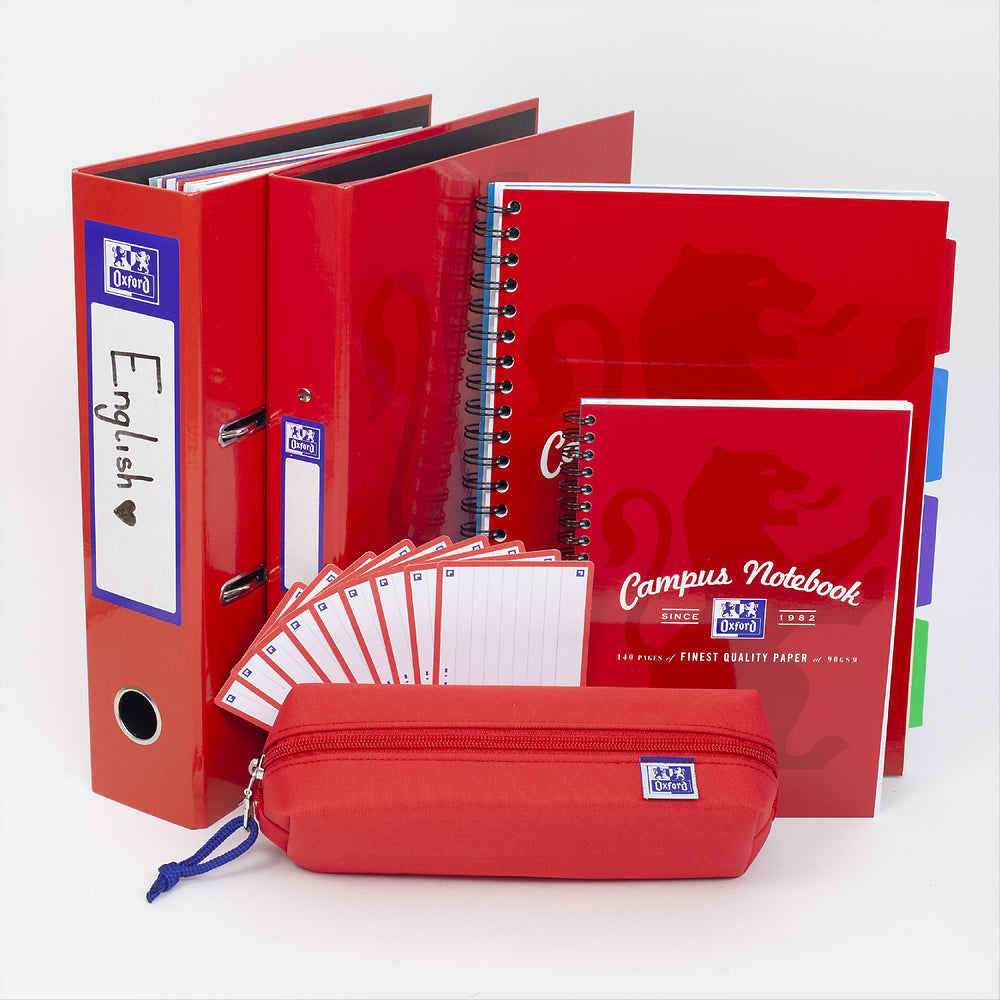 Oxford Campus, Project Book, A4+ Card Cover Wirebound Ruled with Margin 200 Pages, Red