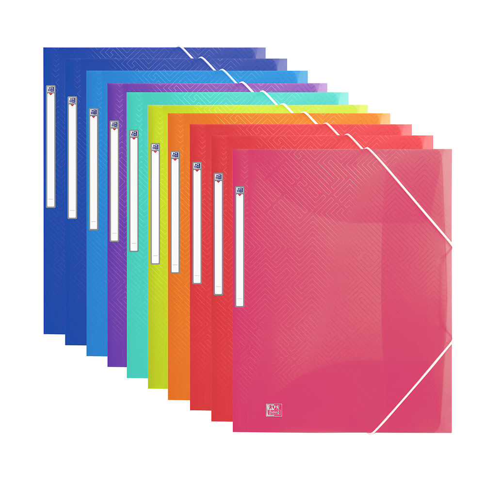 Oxford Urban Elasticated 3-flap folder, A4+, Assorted Translucent, 10 folders