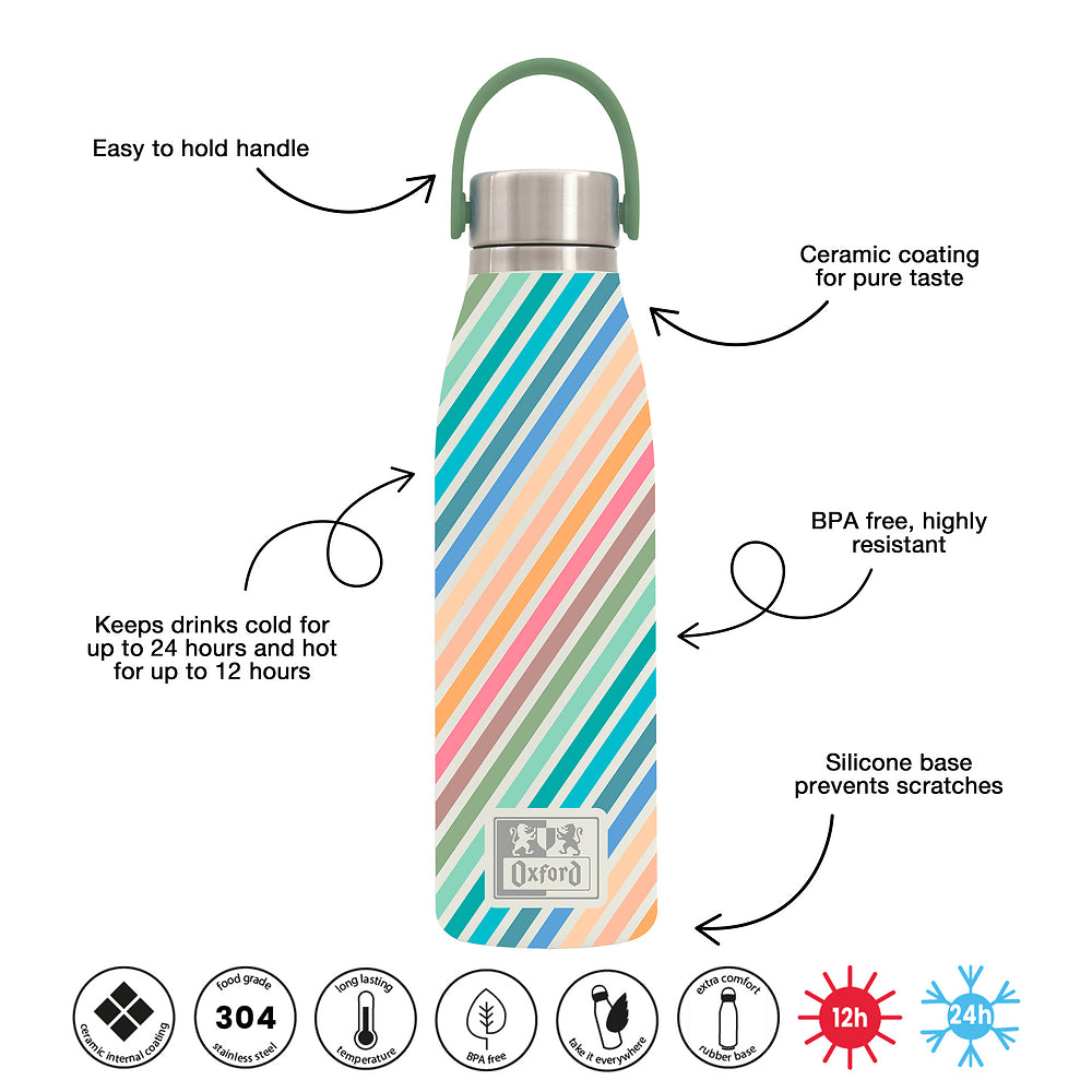 Oxford Thermo Pastel Striped Water Bottle