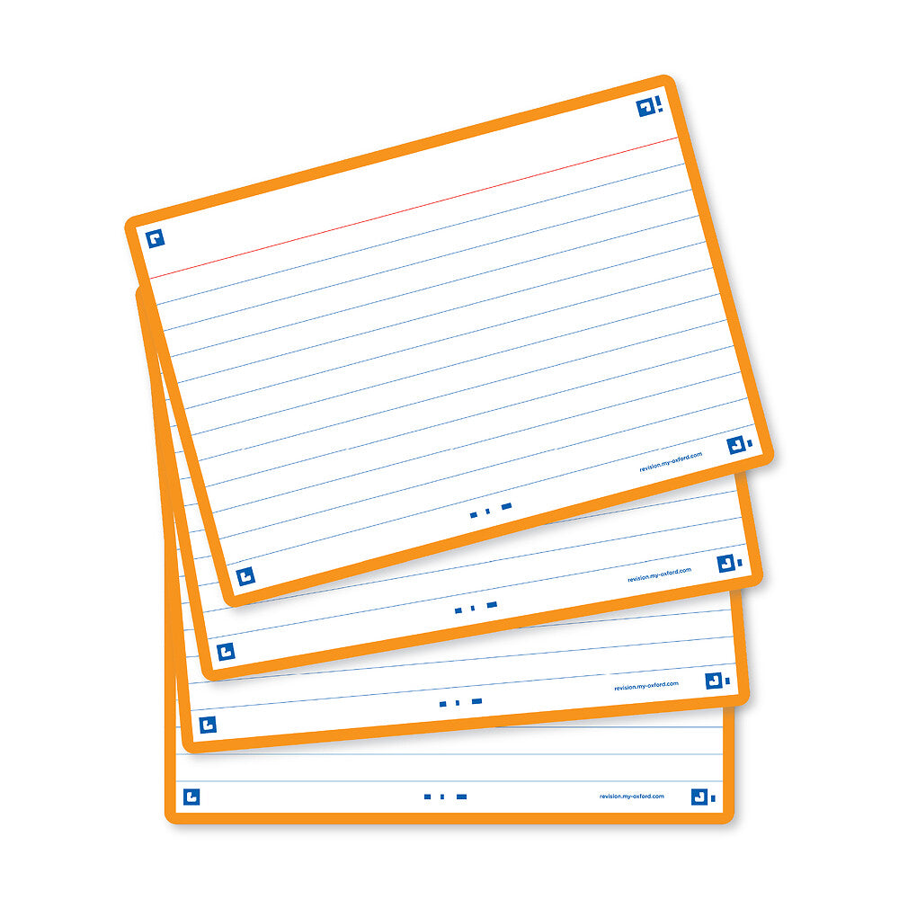 Oxford Flash Cards, Ruled with Orange frame, A6, pack of 80