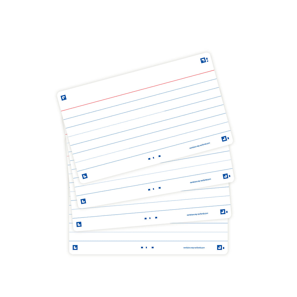 Oxford Flash Cards, Ruled, White, 7.5x12.5cm, Pack of 80