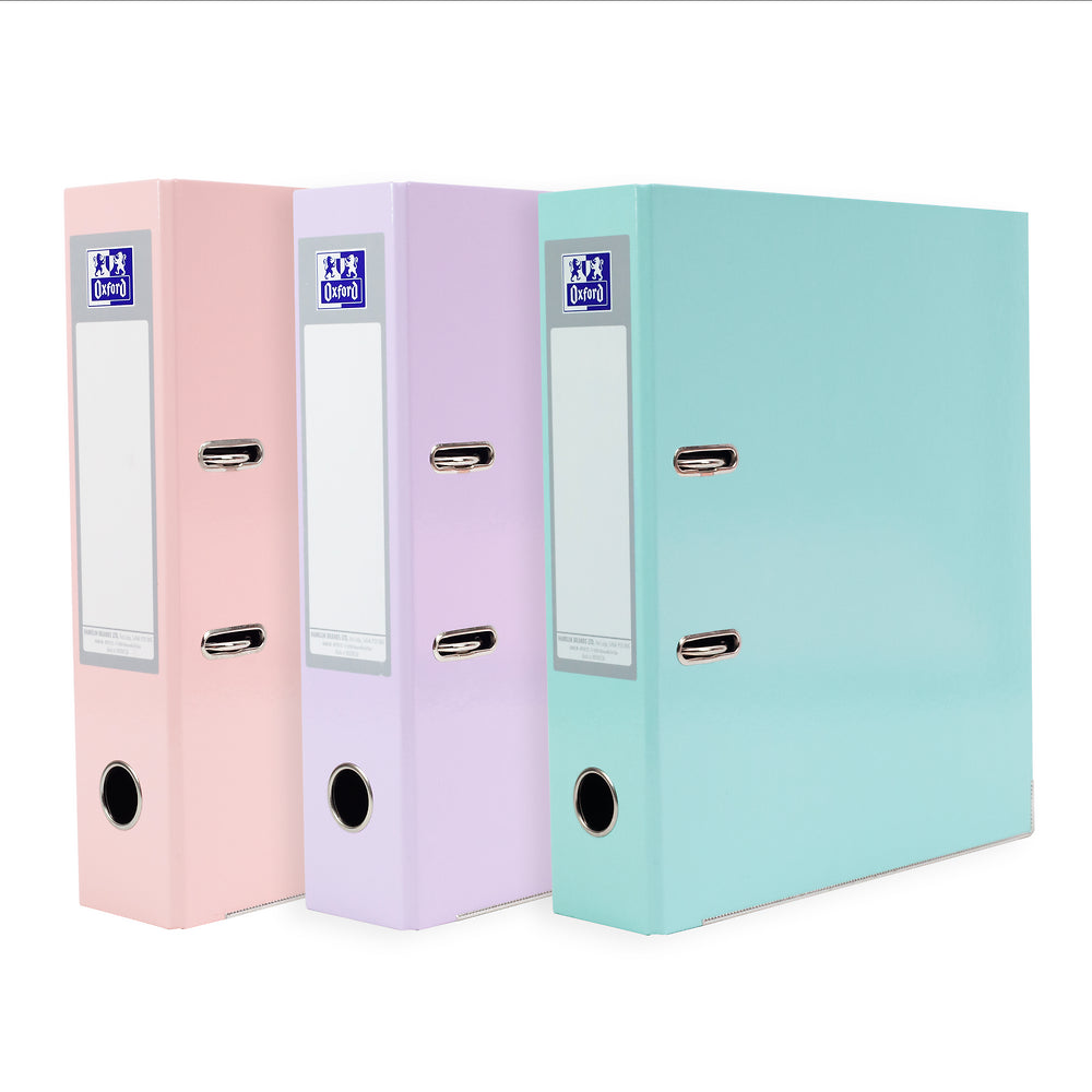Oxford, Lever Arch File, A4, 2 Ring, 3 Pack, Pastel, Pink/Purple/Green