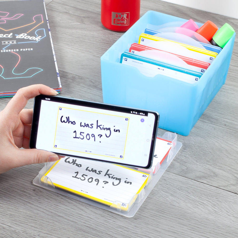 Oxford Flashbox, Pastel Blue, Storage Capacity of 500 Flash Cards, 7.5x12.5cm