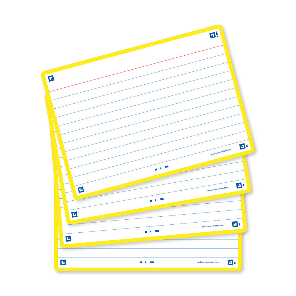 Oxford Flash Cards, Ruled with Yellow frame, A6, pack of 80