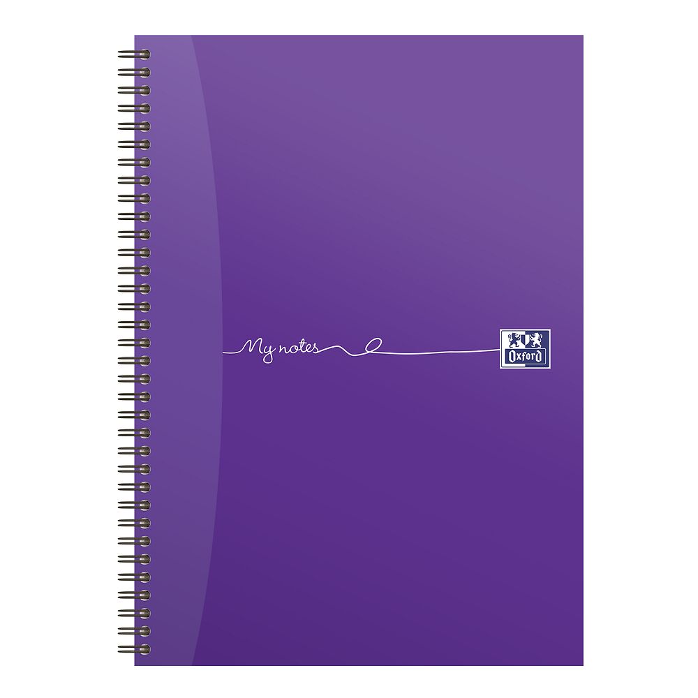 Oxford My Notes A4 Card Cover Wirebound Notebook, Ruled with Margin and Perforated, 200 Page, Purple