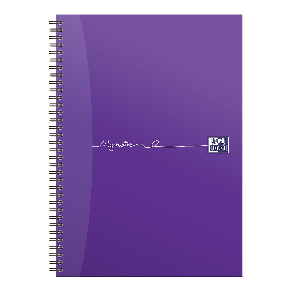 Oxford My Notes Purple A4 Card Cover Wirebound Notebook, Ruled with Margin and Perforated, 200 Pages