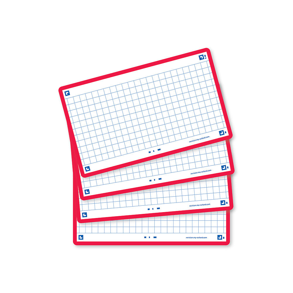 Oxford Flash Cards, Squared with Red frame, 7.5x12.5, pack of 80